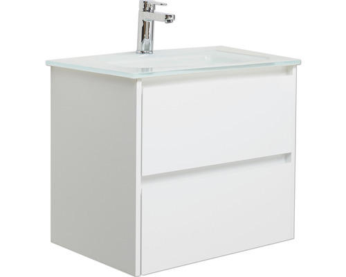 Waschbeckenunterschrank Pelipal xpressline 3261 60x52,9x42 cm ohne Waschbecken weiß mit Glasfront