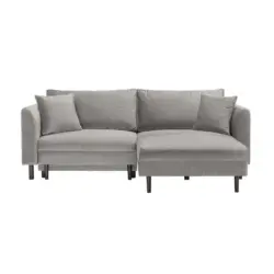 Ecksofa in Velours Grau