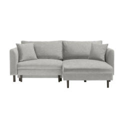 Ecksofa in Velours Hellgrau