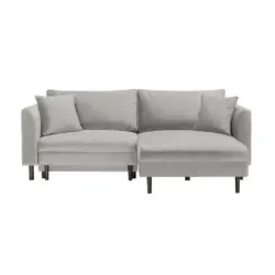 Ecksofa in Velours Hellgrau