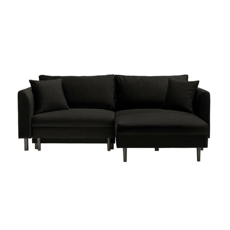 Ecksofa in Velours Schwarz