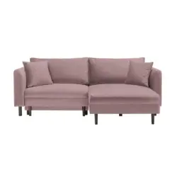 Ecksofa in Velours Rosa