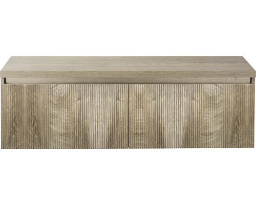 Waschbeckenunterschrank Sanox Frozen 3D 43x140x45 cm mit Waschtischplatte 2 Schubladen grain oak