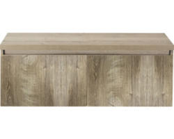 Waschbeckenunterschrank Sanox Frozen 3D 43x120x45 cm mit Waschtischplatte grain oak