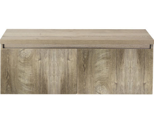 Waschbeckenunterschrank Sanox Frozen 3D 43x120x45 cm mit Waschtischplatte grain oak