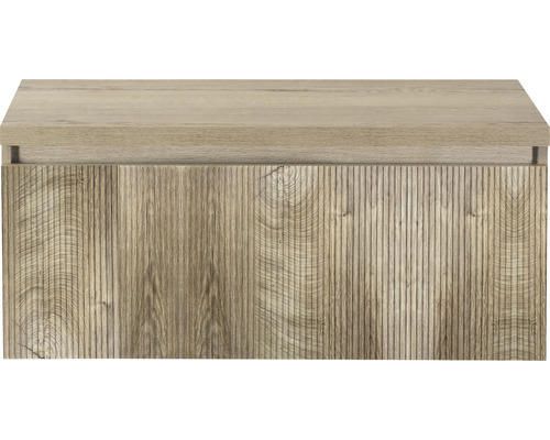 Waschbeckenunterschrank Sanox Frozen 3D 43x100x45 cm mit Waschtischplatte 2 Schubladen grain oak