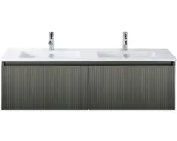 Waschbeckenunterschrank Sanox Frozen 3D Keramik 42x141x46 cm mit Doppel-Keramikwaschbecken petrol