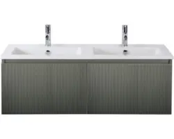 Waschbeckenunterschrank Sanox Frozen 3D Keramik 42x121x46 cm mit Doppel-Keramikwaschbecken petrol