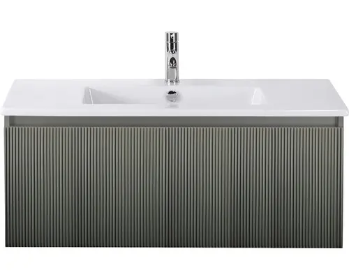 Waschbeckenunterschrank Sanox Frozen 3D Keramik 42x101x46 cm mit Keramikwaschbecken petrol