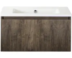 Waschbeckenunterschrank Sanox Frozen 3D Keramik 42x81x46 cm mit Keramikwaschbecken ohne Hahnloch charleston