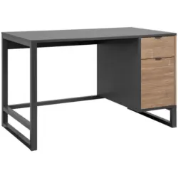 Schreibtisch 120/65/75 cm in Anthrazit, Hellbraun