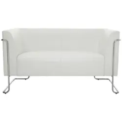 Zweisitzer-Sofa in Lederlook Wei&szlig;