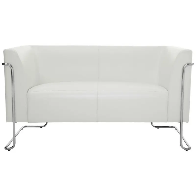 Zweisitzer-Sofa in Lederlook Wei&szlig;