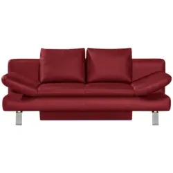 Schlafsofa in Echtleder Weinrot
