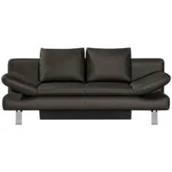 Schlafsofa in Echtleder Dunkelbraun