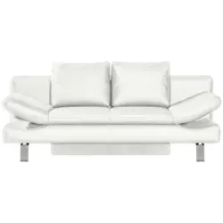 Schlafsofa in Echtleder Creme