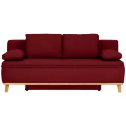 Schlafsofa in Webstoff Dunkelrot