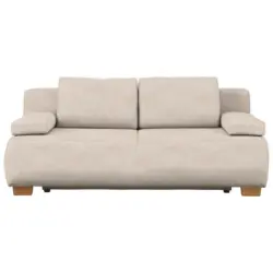 Boxspringsofa in Flachgewebe Sandfarben