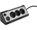 Hornbach Steckdosenleiste Q-Link 3-fach mit USB-A und USB-C, mit integr. Leuchte, 1,5 m schwarz/silber