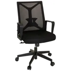 Drehstuhl in Netzbespannung, Flachgewebe Schwarz