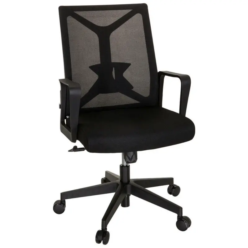 Drehstuhl in Netzbespannung, Flachgewebe Schwarz