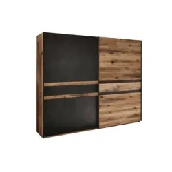 Schwebetürenschrank in Anthrazit, Graphitfarben, Fichtefarben