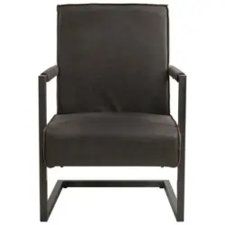 Sessel in Mikrofaser Lederlook Anthrazit
