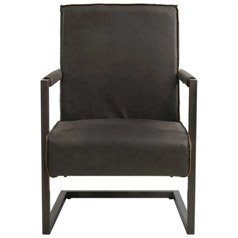 Sessel in Mikrofaser Lederlook Anthrazit