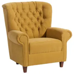 Chesterfield-Sessel in Velours Gelb
