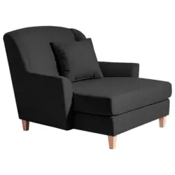 Lesesessel in Flachgewebe, Leinenoptik Schwarz