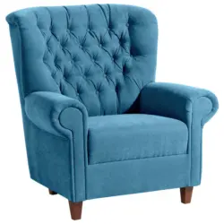 Chesterfield-Sessel in Velours Türkis