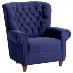 Chesterfield-Sessel in Velours Blau
