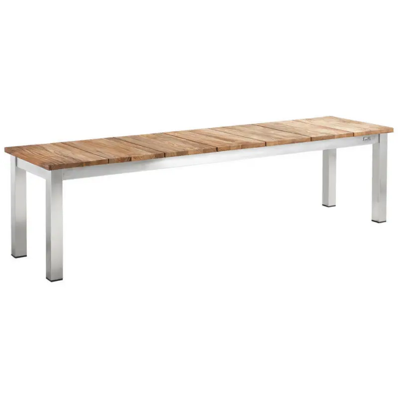 Gartenbank 180/45/45 cm in Edelstahlfarben, Teakfarben