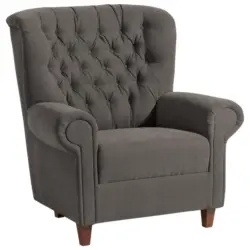 Chesterfield-Sessel in Velours Grau