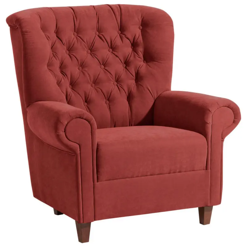 Chesterfield-Sessel in Velours Terracotta