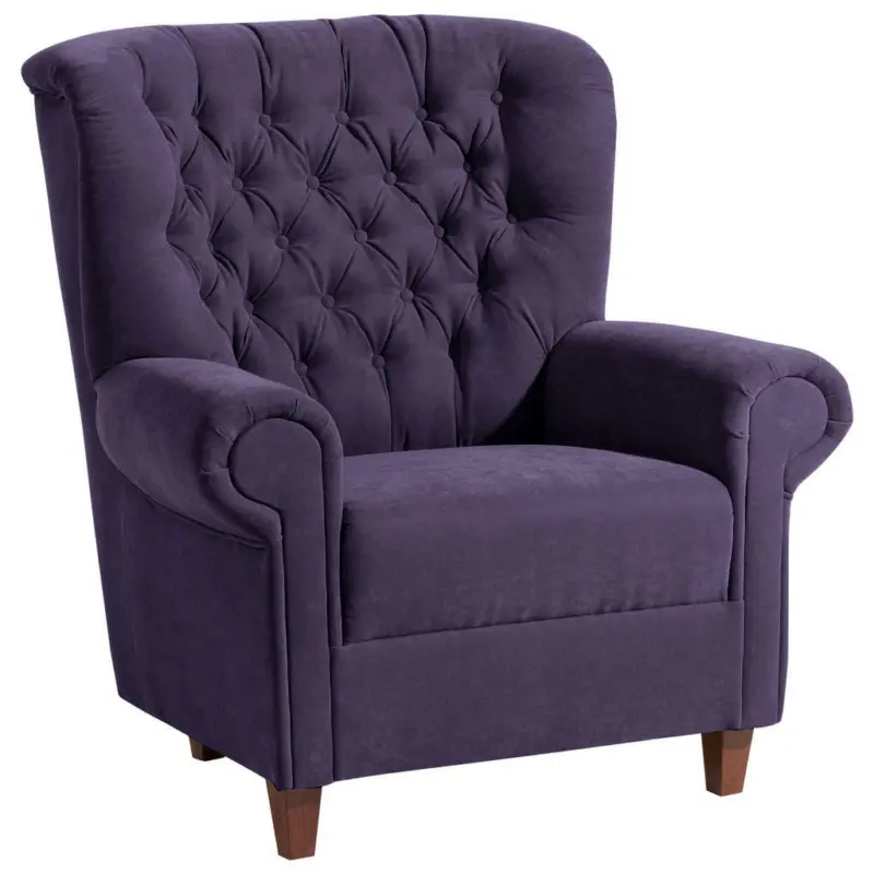 Chesterfield-Sessel in Velours Violett
