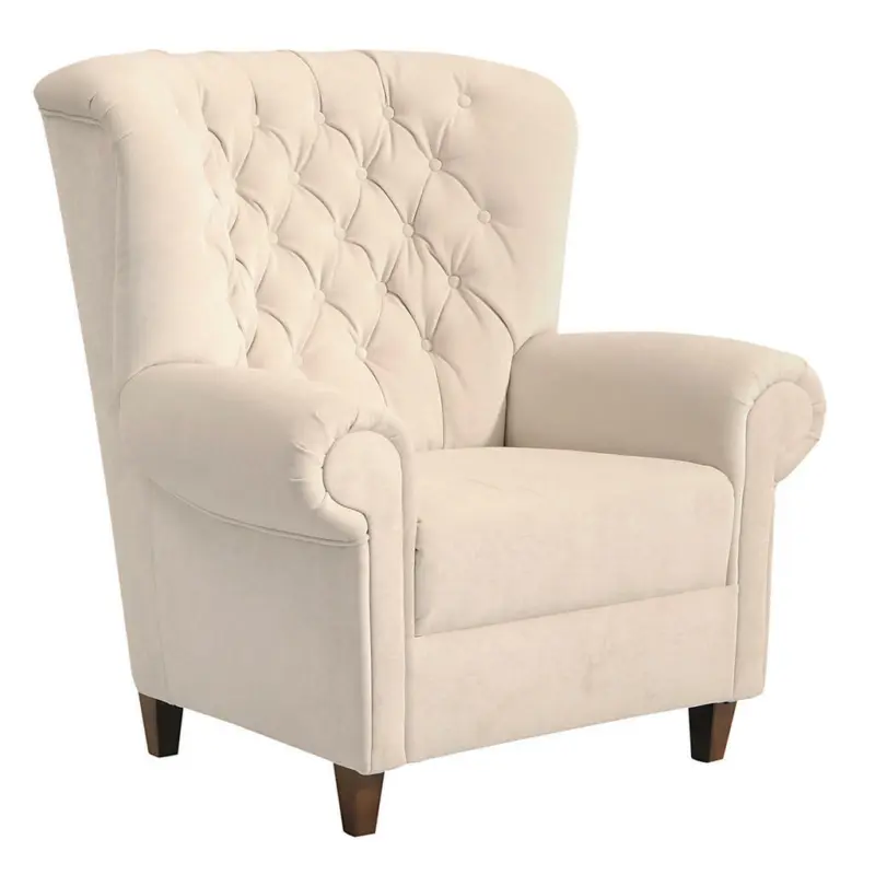 Chesterfield-Sessel in Mikrofaser Creme
