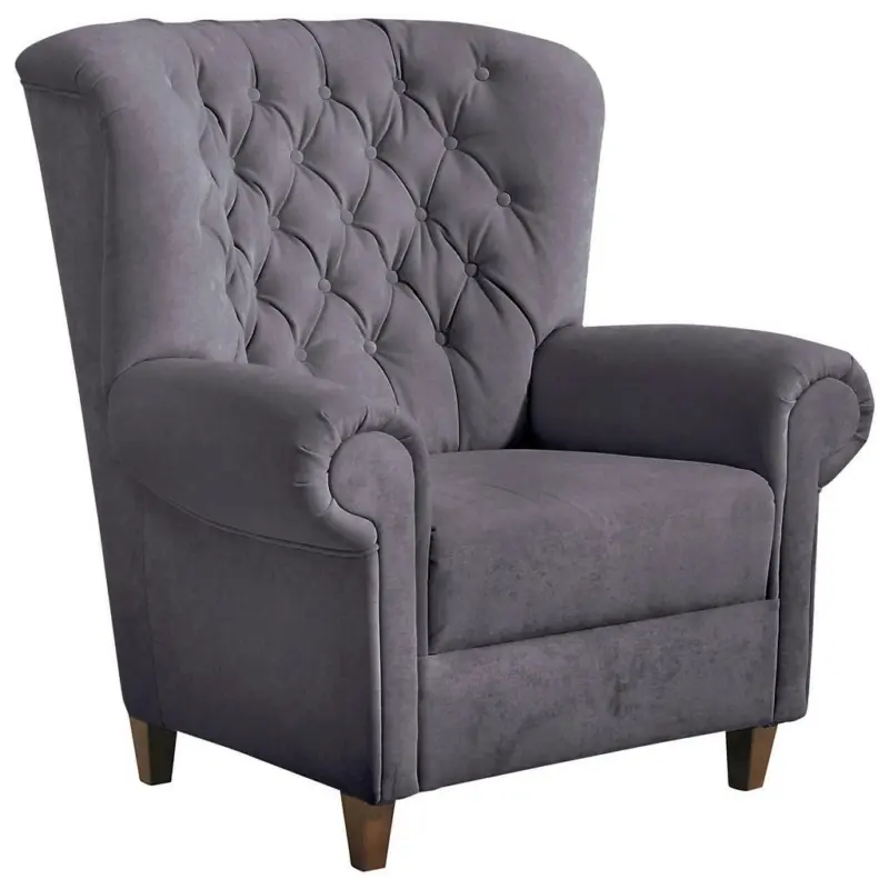 Chesterfield-Sessel in Mikrofaser Grau