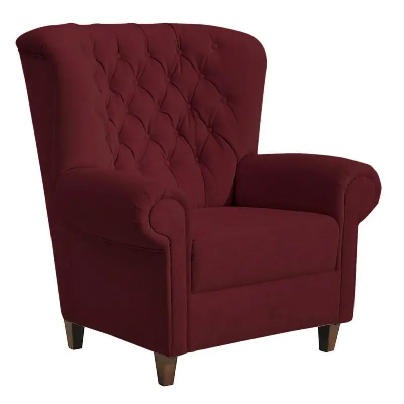 Chesterfield-Sessel in Mikrofaser Dunkelrot