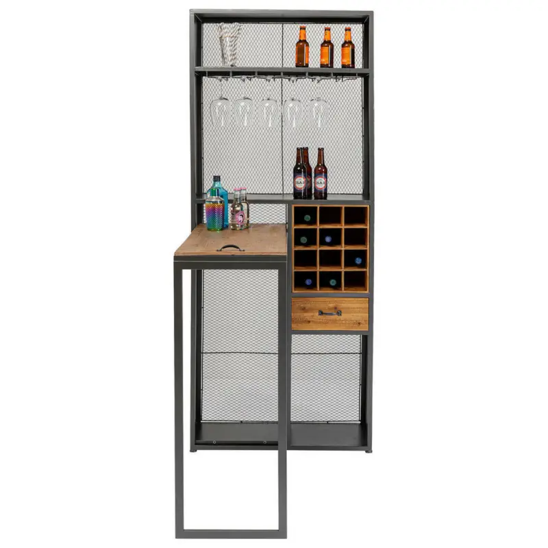 Barschrank in Grau, Naturfarben