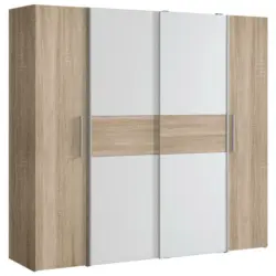 Dreht&uuml;renschrank in Wei&szlig;, Sonoma Eiche