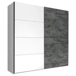 Schiebetürenschrank in Grau, Weiß