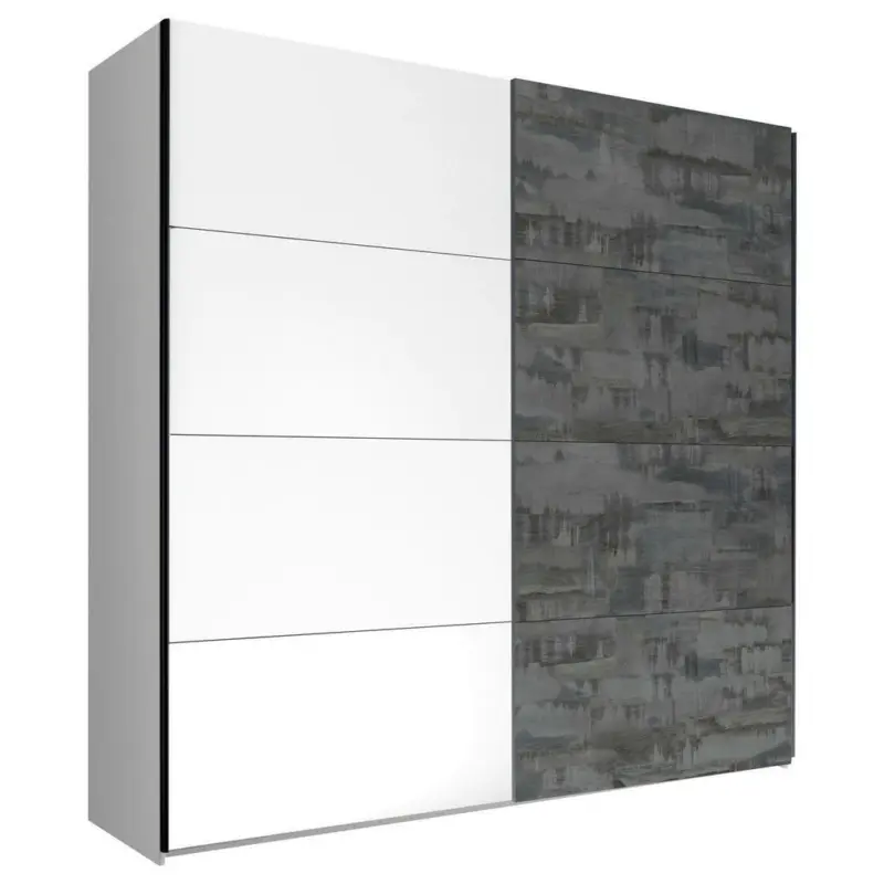 Schiebetürenschrank in Grau, Weiß