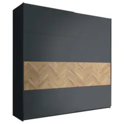 Schiebetürenschrank in Graphitfarben, Eichefarben