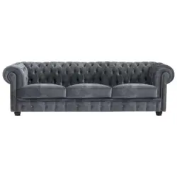 Chesterfield-Sofa in Mikrofaser Grau