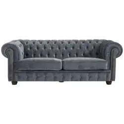 Chesterfield-Sofa in Mikrofaser Grau