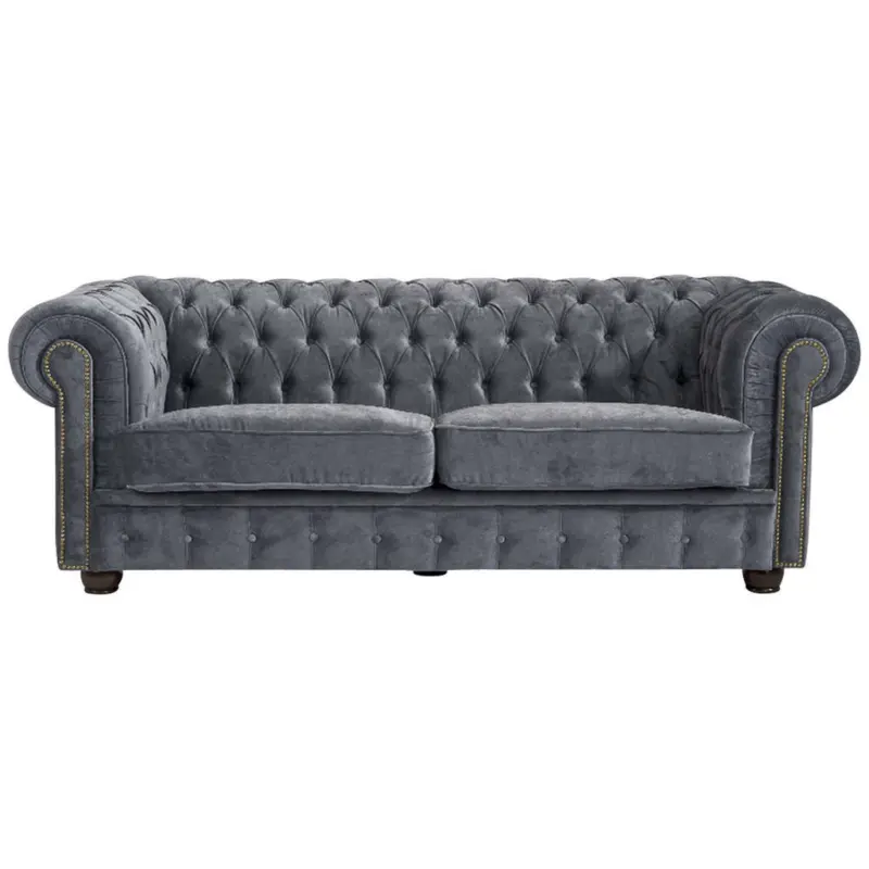 Chesterfield-Sofa in Mikrofaser Grau