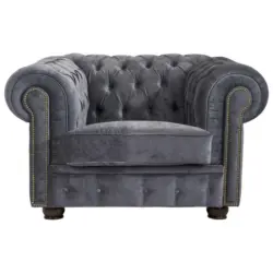 Chesterfield-Sessel in Mikrofaser Grau