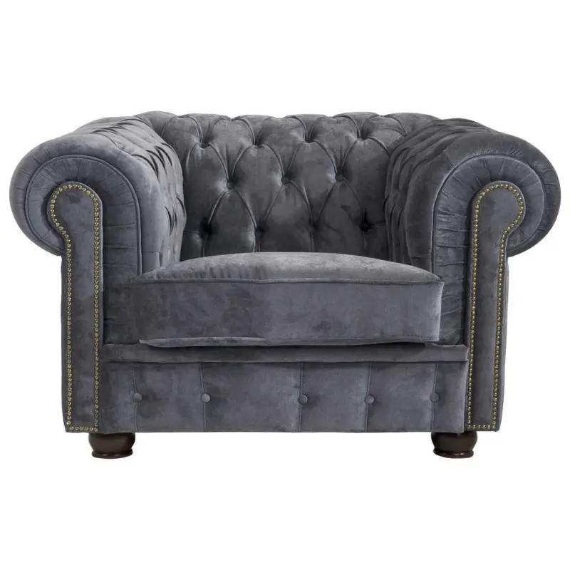 Chesterfield-Sessel in Mikrofaser Grau