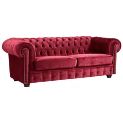Chesterfield-Sofa in Mikrofaser Rot